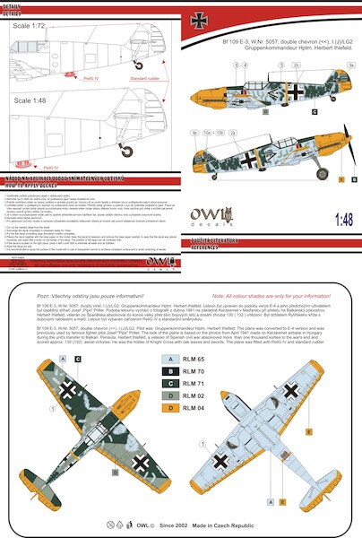 Messerschmitt BF109E-3 (Double Chevron I.(J)/LG2)  OWLDS48008