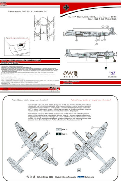 Heinkel He219A-02  (V-09, G9+FB, Stab.I/NJG1)  OWLDS48028