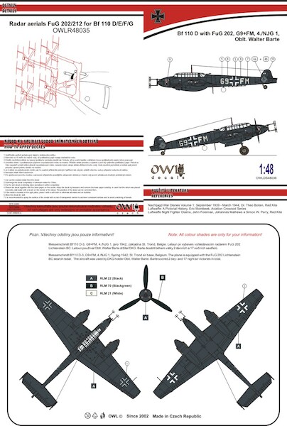 Messerschmitt BF110D with FuG202 (G9+FM. 4.NJG1 Oblt Walter Barte)  OWLDS48036