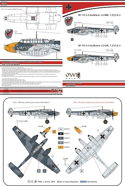 Messerschmitt BF110C-5 Aufklarer (L2+MR, L2+OR   7.(F)/LG2)  OWLDS48045