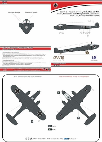 Dornier Do215B-5 Kraus III (G9+MM 4.NJG1   Oblt Lent, Leeuwarden 1941  OWLDS48094