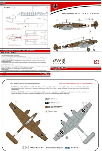 Messerschmitt BF110C-6 trop with Mk101 (3U+XS 8./ZG26)  OWLDS72007