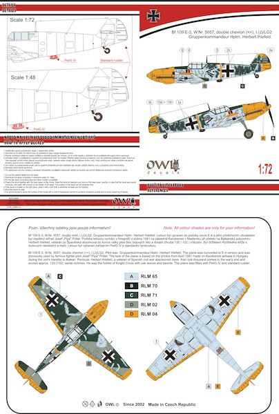 Messerschmitt BF109E-3 (Double Chevron I.(J)/LG2)  OWLDS72008