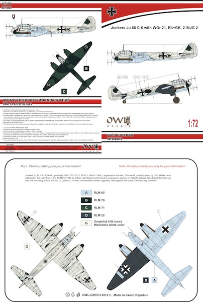 Junkers Ju88C-6 with WGr21 (R4+GK, 2./NJG2) OWLDS72011