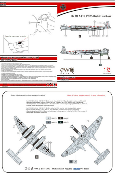 Heinkel He219A-019, (DV+VI, Rechlin test base)  OWLDS72029