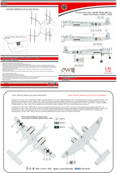 Heinkel He219A-074, (BE+JA 3./NJG1 Hptm. Frster)  OWLDS72031