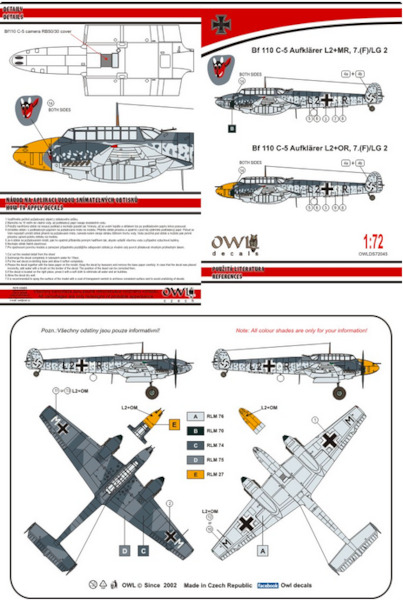 Messerschmitt BF110C-5 Aufklarer (L2+MR, 7.(F)/LG2)  OWLDS72045