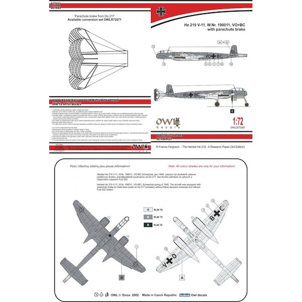 Heinkel He219V-11 with parachute Brake  OWLDS72067