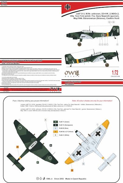 Junkers Ju87D-3 (D3+HK 2/NSGr.2) OWLDS72106