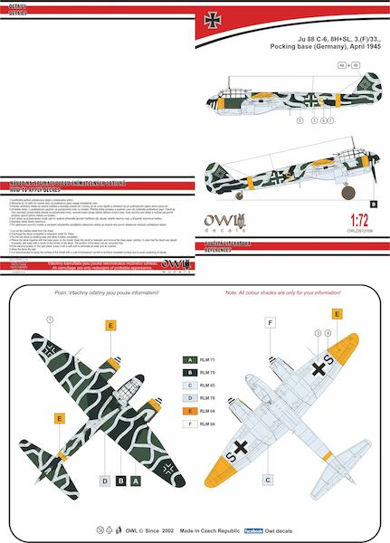 Junkers Ju88C-6 (8H+SL, 3.(F)/33 Ocking, Germany)  OWLDS72109