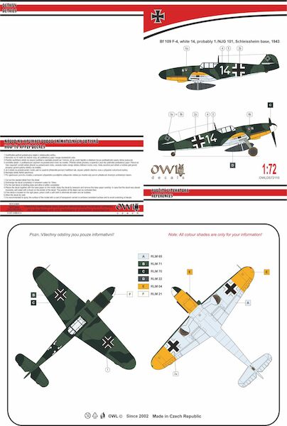 Messerschmitt BF109F-4 (White 14, 1/NJG101) OWLDS72110
