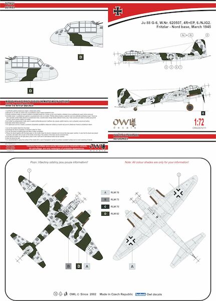 Junkers Ju88G-6 (4R+EP, 6./NJG2, Fritzlar)  OWLDS72111