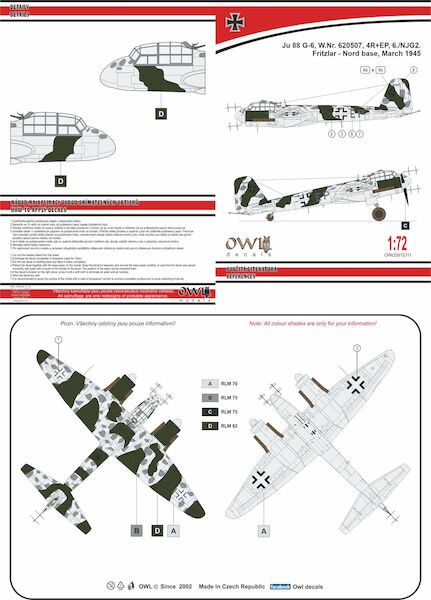 Junkers Ju88G-6 (4R+EP, 6./NJG2, Fritzlar) OWLDS72111