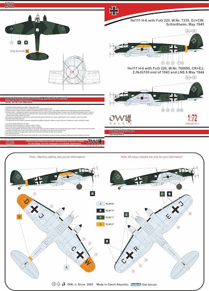 Heinkel He111H-6 with FuG220 (DJ+CW and CR+EJ) OWLDS72113