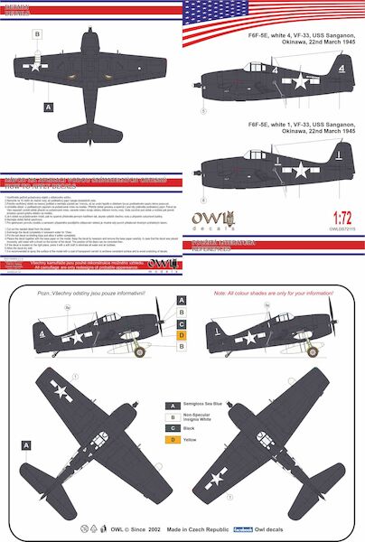 Grumman F6F-5E Night Hellcat (White 1 & 4 , VF33 USS Sanganon March 1945)  OWLDS72115