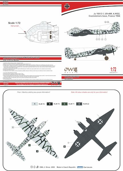 Junkers Ju188E-1 (U5+AM 4./KG2 Coulommires, France 1944)  OWLDS72117