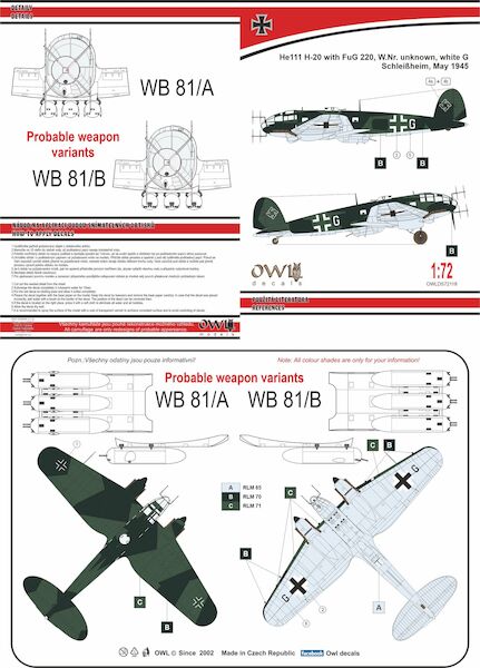 Heinkel He111H-20 with FuG 220, (White G, Schleiszheim may 1945)  OWLDS72118