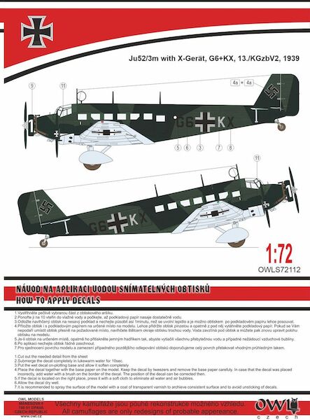 Junkers Ju52/3M with X-gerat (G6+KX, 13/KGzbV2 1939) OWLDS72112