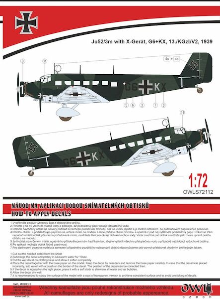 Junkers Ju52/3M with X-gerat (G6+KX, 13/KGzbV2 1939)  OWLS72112