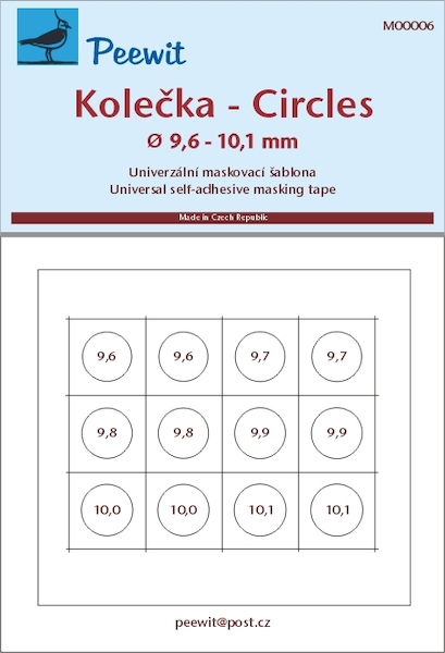 Universal self adhesive masking tape: Circles 9,6 - 10,1mm  M00006