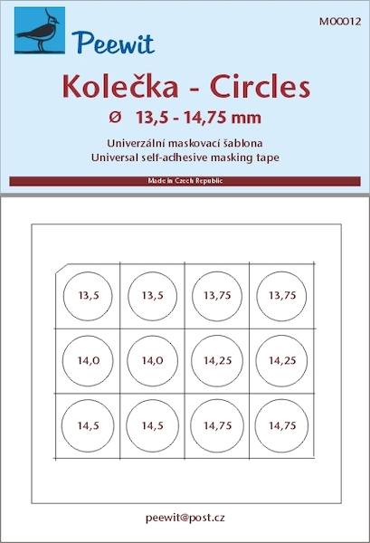 Universal self adhesive masking tape: Circles 13,5 - 14,75mm  M00012