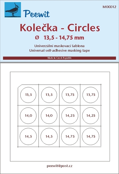 Universal self adhesive masking tape: Circles 13,5 - 14,75mm M00012