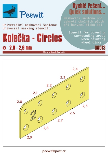 Universal masking stencil : Circles 2,0-2,9mm M00013