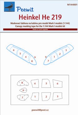 Heinkel He219  Canopy masking (MK1 Models)  M144001