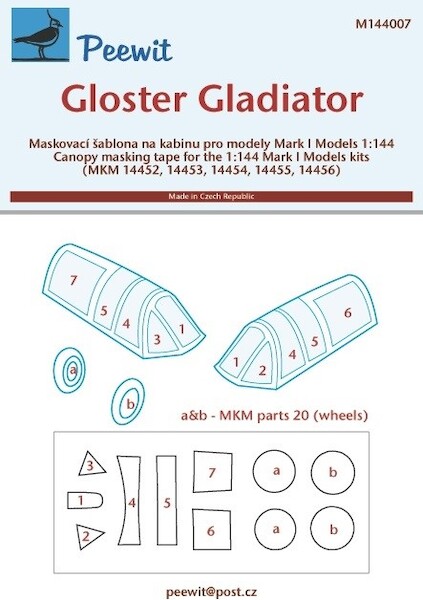 Gloster Gladiator MK1 Cockpit and wheel Mask (MKM) m144007
