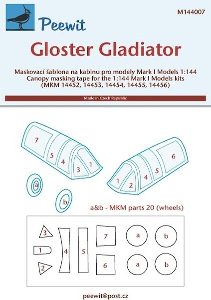 Gloster Gladiator MK1 Cockpit and wheel Mask (MKM)  m144007