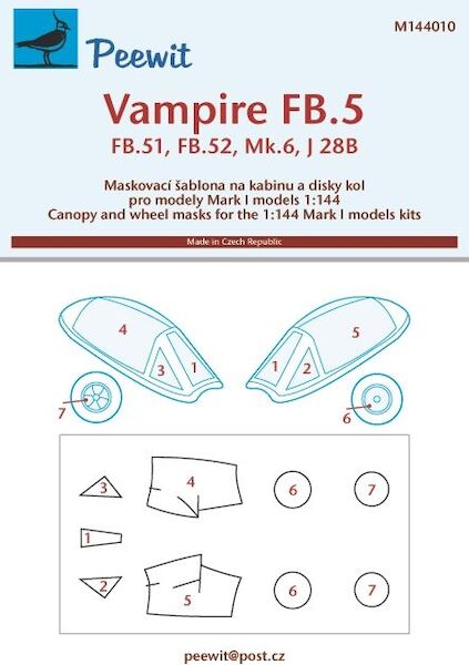Vampire FB.5 Cockpit Mask (MK1 Models) m144010