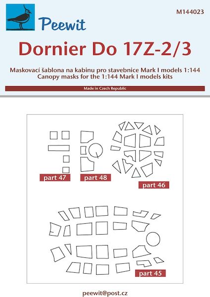 Dornier Do17Z-2/3  Canopy and nose cone masking (Mark 1)  M144023