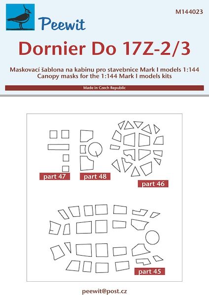 Dornier Do17Z-2/3 Canopy and nose cone masking (Mark 1) M144023