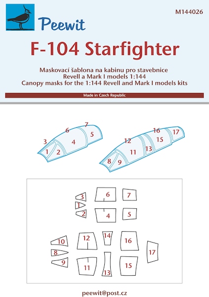 Lockheed F104 Canopy Mask for single and dual seater (Revell,Mark 1)  m144026