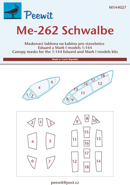 Messerschmitt Me262A/B Cockpit Mask (Eduard/ Mark 1) M144027