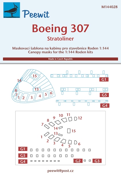 Boeing 307 Stratoliner Cockpit and cabin window Mask (Roden) M144028
