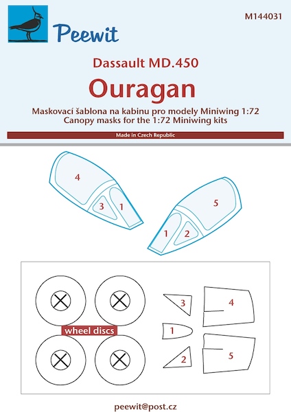Dassault MD450 Ouragan Canopy and wheel masking (Miniwings) M144031