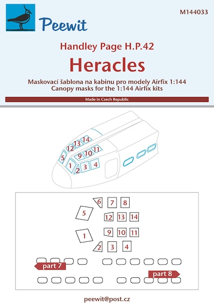 HP42 Heracles Cockpit and cabin window Mask (Airfix) M144033