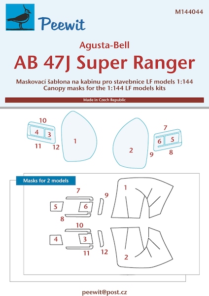Agusta AB47J Super Ranger Cockpit mask (LF Models) for 2 models M144044