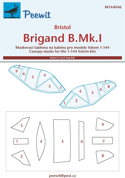 Bristol Brigand B Mk1  Canopy mask (Valom)  M144046