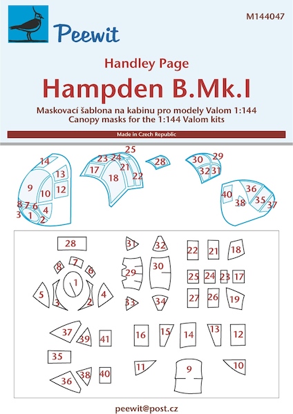 Handley Page Hampden B Mk.1  Canopy mask (Valom)  M144047