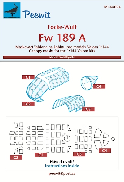 Focke Wulf FW189A Canopy and cabin mask (Valom) M144054