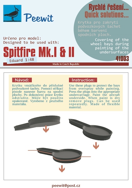 Flexible and re-usable wheel bay plugs for Spitfire MKI/MKII (Eduard)  M41003