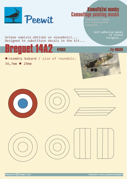 Breguet 14A2 (French AF insignia Mask (Fly kit 48039)  M47003