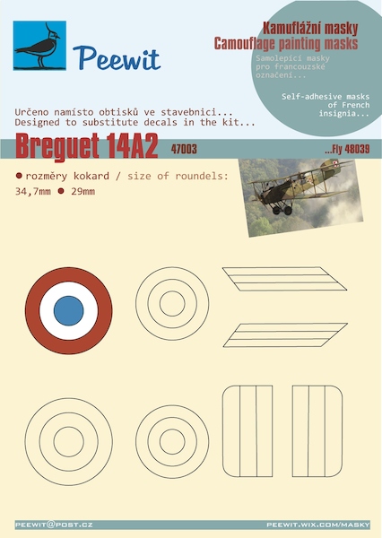 Breguet 14A2 (French AF insignia Mask (Fly kit 48039) M47003