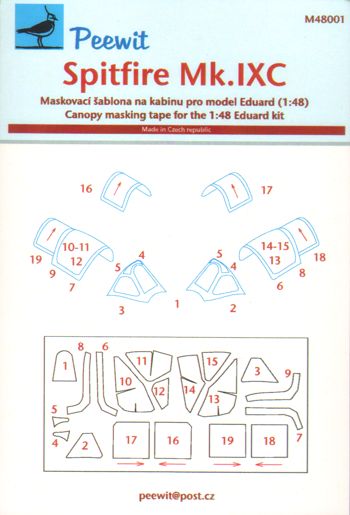 Spitfire MKIX Canopy masking (Eduard) M48001