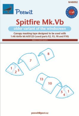 Spitfire MKVb early Canopy masking (Airfix 05125) M48002