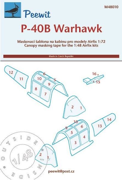 Curtiss P40B Canopy masking (Airfix)  M48010