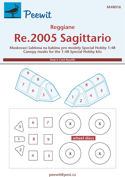 Reggiane Re2005 Canopy and Wheel Mask (Special Hobby) M48016