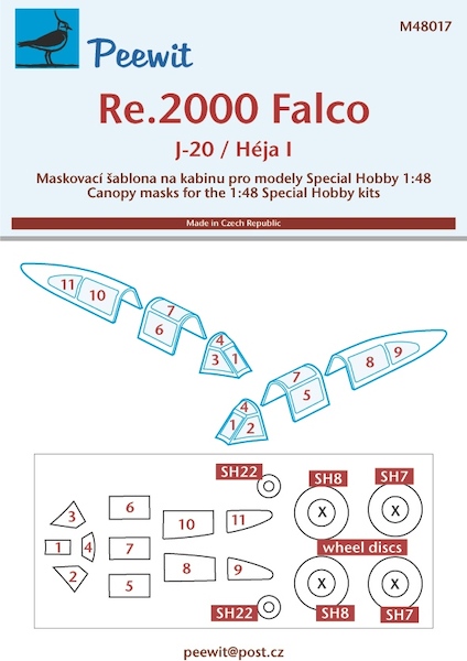 Reggiane Re2000 Falco , J20, Heja Canopy and Wheel Mask (Special Hobby) M48017